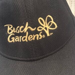 Black Busch Gardens embroidered Hat baseball Cap Velcro adjust able NWOT